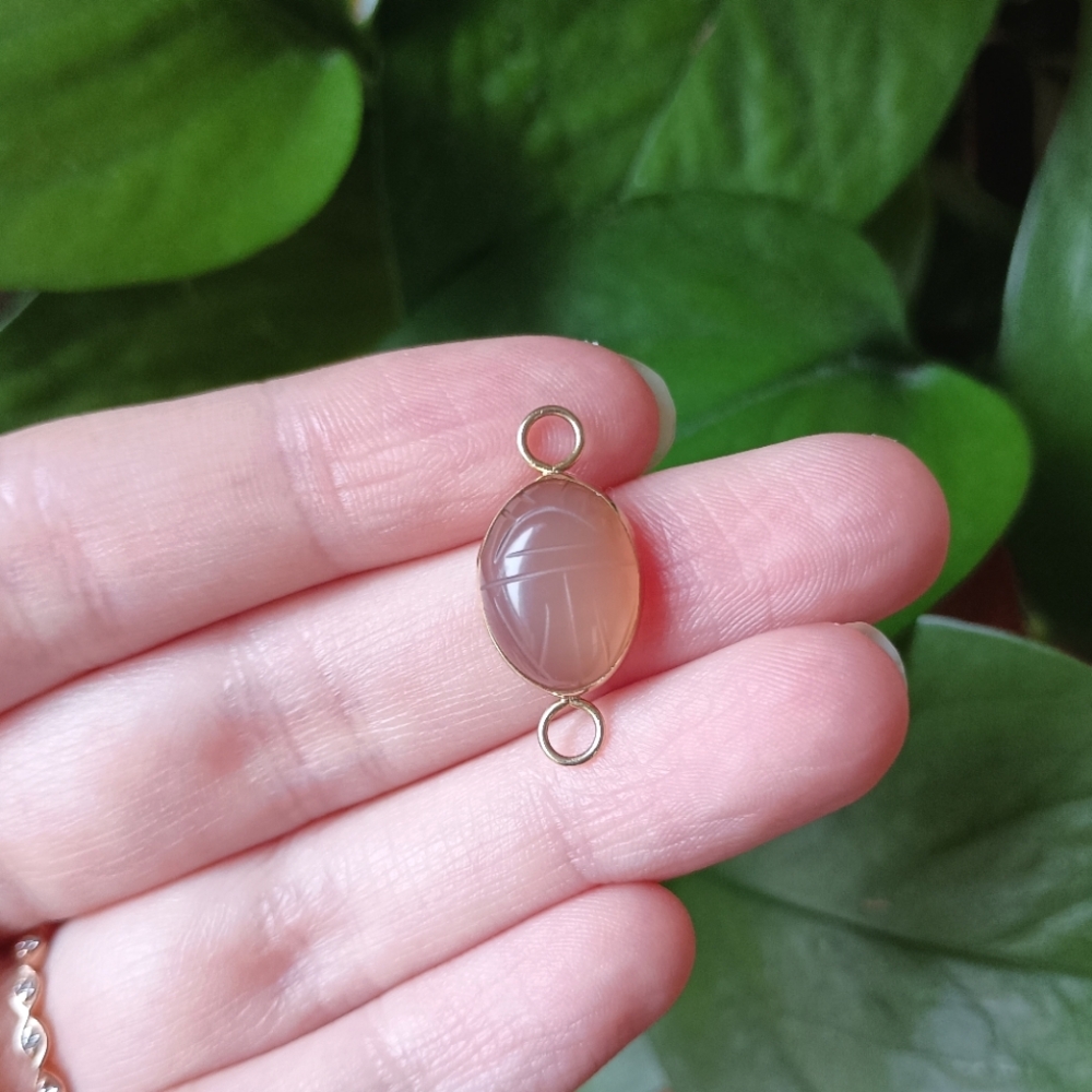 Solid 14k Gold Agate Scarab Pendant Charm
